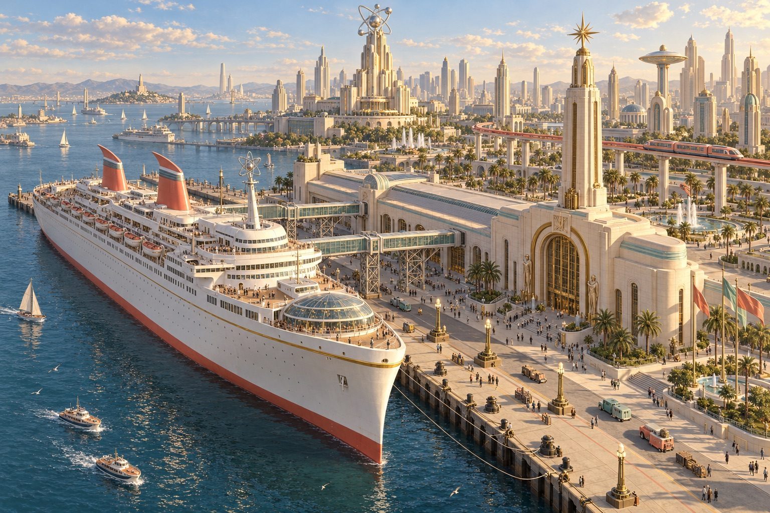 Concept: the liner at the quay